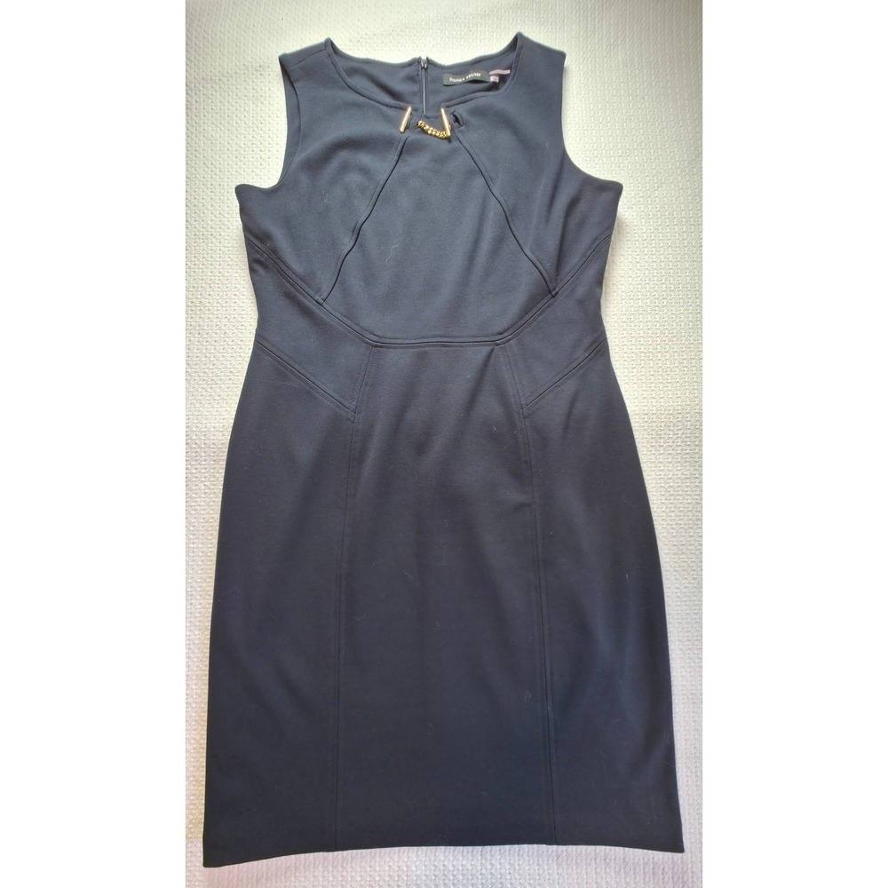 Ivankaβ Trump Sheath Dress Women 14 Navy Blue Gold Chain Toggle Detail